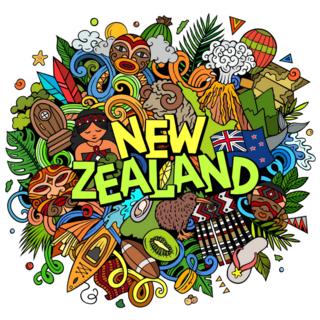 New Zealand Cartoon Doodle Sticker