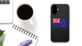 New Zealand Flag Sticker on a Phone (New) example