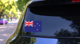 New Zealand Flag Sticker on a Rear Car Window (New) example