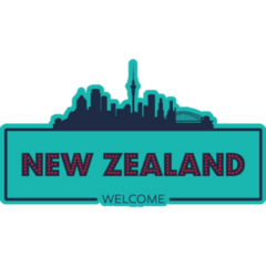 New Zealand Skyline Blue Sticker
