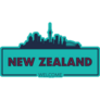 New Zealand Skyline Blue Sticker