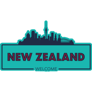 New Zealand Skyline Blue Sticker