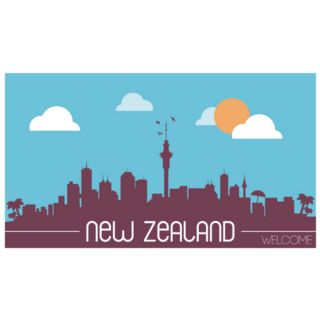 New Zealand Skyline Cartoon Sticker
