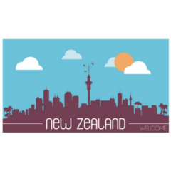 New Zealand Skyline Cartoon Sticker