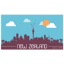New Zealand Skyline Cartoon Sticker