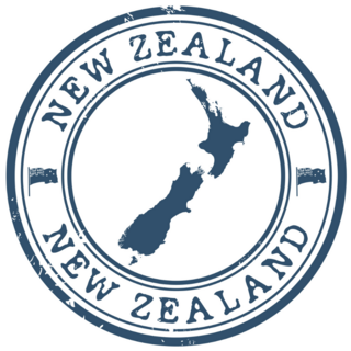 New Zealand Stamp In Blue Sticker
