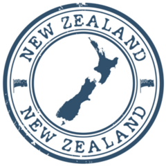 New Zealand Stamp In Blue Sticker