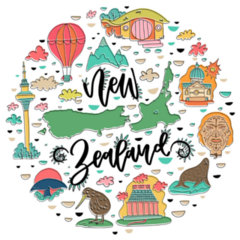 New Zealand Travel Attractions Sticker
