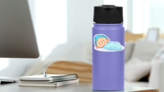 Newborn Sleeping Baby Boy Sticker on a Water Bottle (New) example