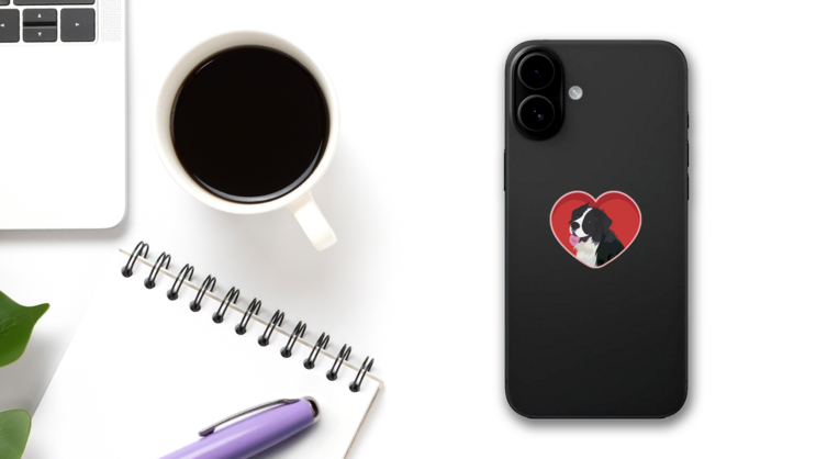 Newfie V Day Sticker on a Phone (New) example