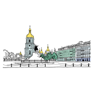 Nice Cityscape Of Old Kiev, Ukraine Sticker