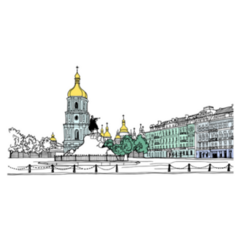 Nice Cityscape Of Old Kiev, Ukraine Sticker