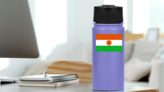 Niger Country Flag Sticker on a Water Bottle (New) example