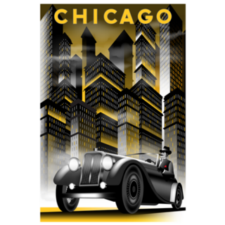 Night In Chicago Retro 1920s Poster Sticker