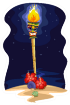 Night Scene Illustration Of A Tropical Tiki Torch Sticker