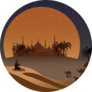 Night Scene Of Oasis In Arabian Desert Camel Sticker