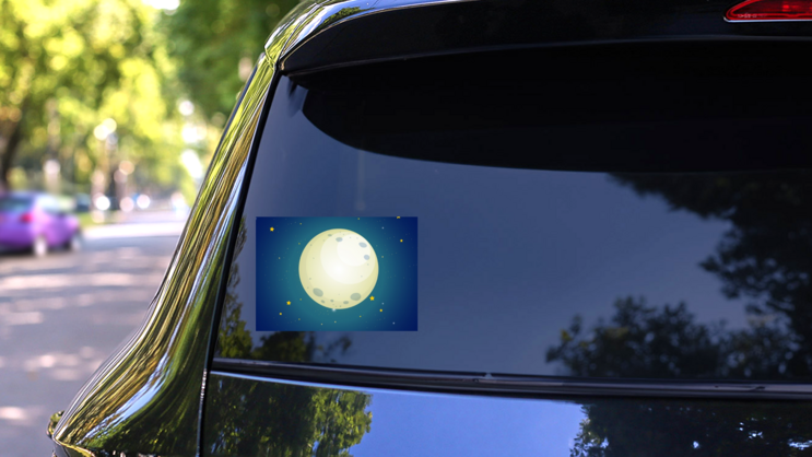 Night Sky Moon Sticker on a Rear Car Window (New) example