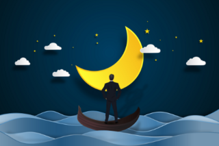 Night Sky on the Ocean Moon Sticker