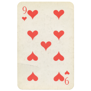 Nine Of Hearts Old Grunge Card Sticker