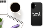 Ninja Crab Sticker on a Phone (New) example