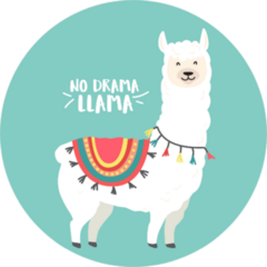 No Drama Llama On Blue Sticker