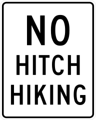 No Hitch Hiking Sign Sticker