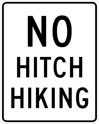 No Hitch Hiking Sign Sticker