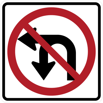No Left Or U Turn Arrow Sticker