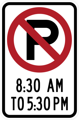 No Parking 8:30 Am - 5:30 Pm Sticker