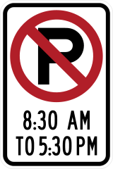 No Parking 8:30 Am - 5:30 Pm Sticker