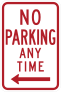 No Parking Any Time To The Left Sticker