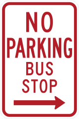 No Parking Bus Stop To Right Sticker