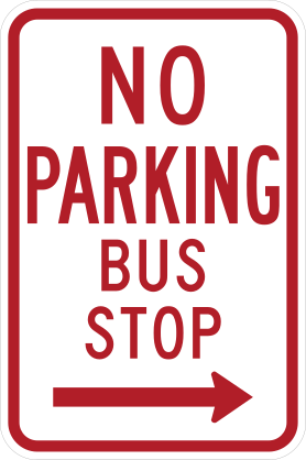 No Parking Bus Stop To Right Sticker