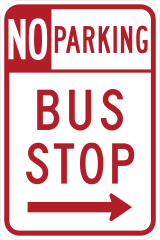 No Parking Bus Stop To The Right Sticker