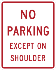 No Parking Except On Shoulder Sticker