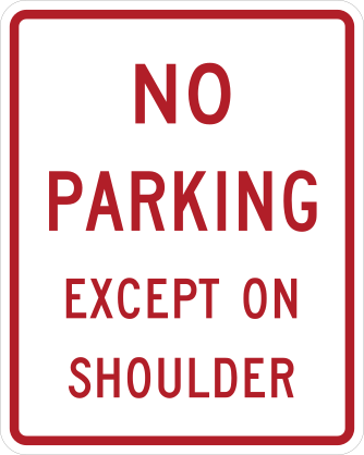 No Parking Except On Shoulder Sticker