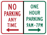 No Parking To Left One Hour Parking To Right Sticker