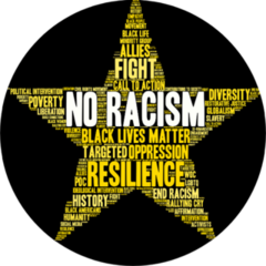 No Racism Word Cloud On Yellow Star