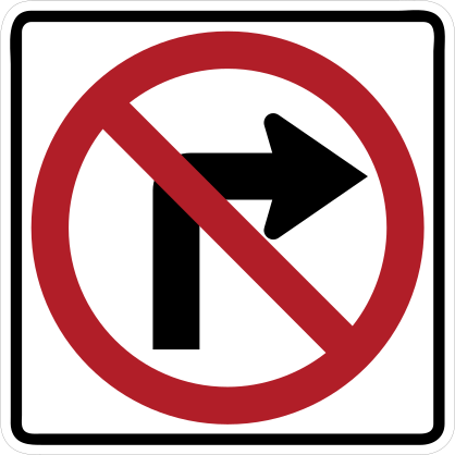 No Right Turn Arrow Sticker
