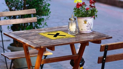No Seating Rounded Square Sticker on Table