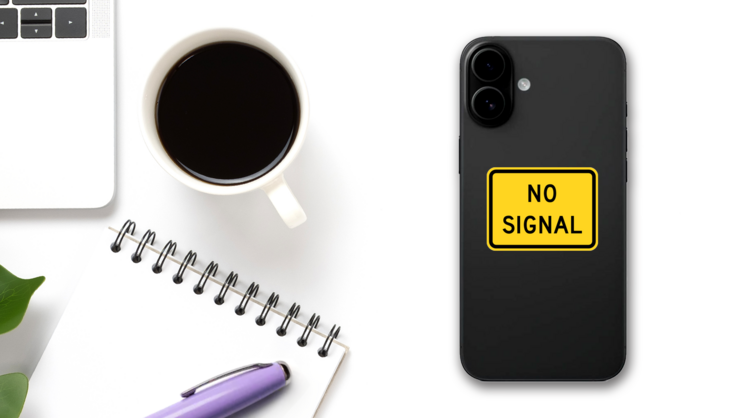 No Signal Sticker on a Phone (New) example