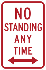 No Standing Any Time Sticker
