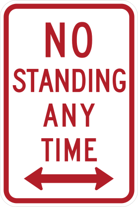 No Standing Any Time Sticker