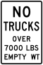 No Trucks Over 7000Lbs Empty Wd Sticker