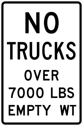 No Trucks Over 7000Lbs Empty Wd Sticker