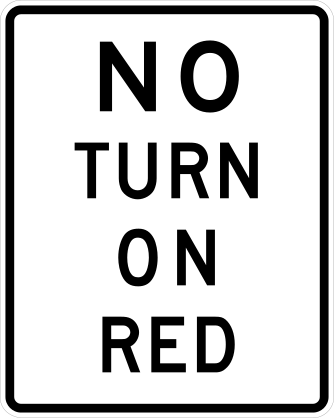 No Turn On Red Sign Sticker