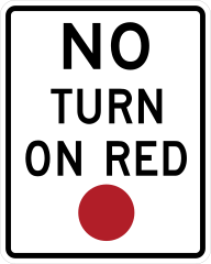 No Turn On Red Sticker