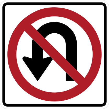 No U Turn Arrow Sticker