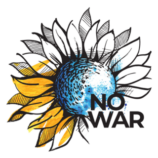 No War. Ukrainian Sunflower In Blue And Yellow Sticker