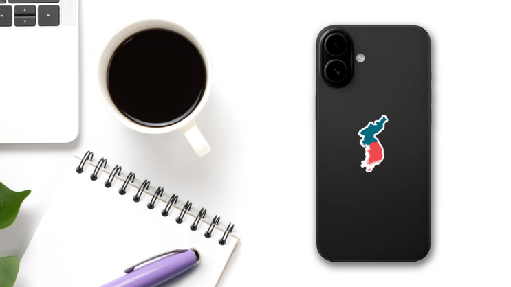 North And South Korea Sticker on a Phone (New) example